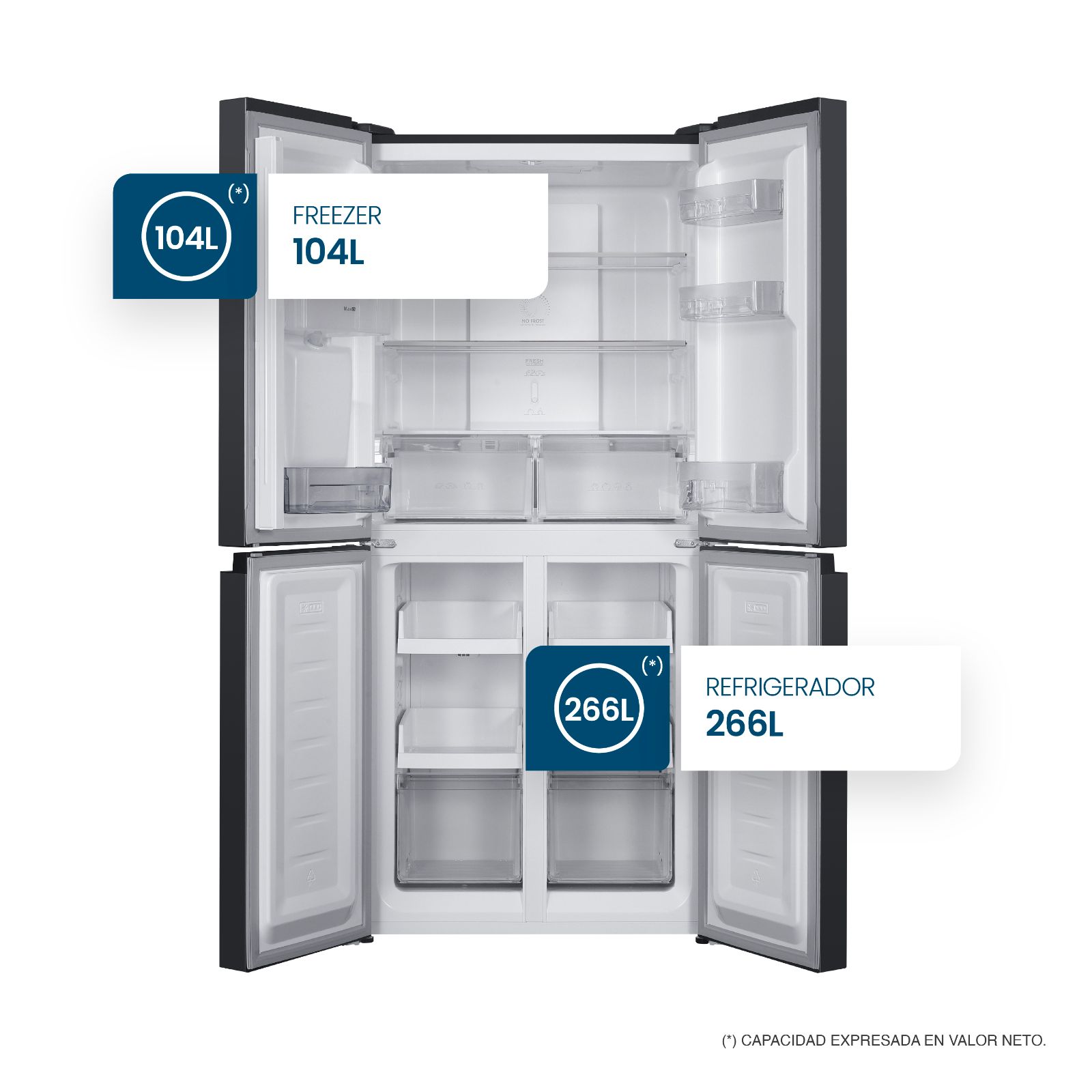 HELADERA MULTIDOOR 462L NETA DISPENSER INVERTER INOX - NPHSM462XDI - 2