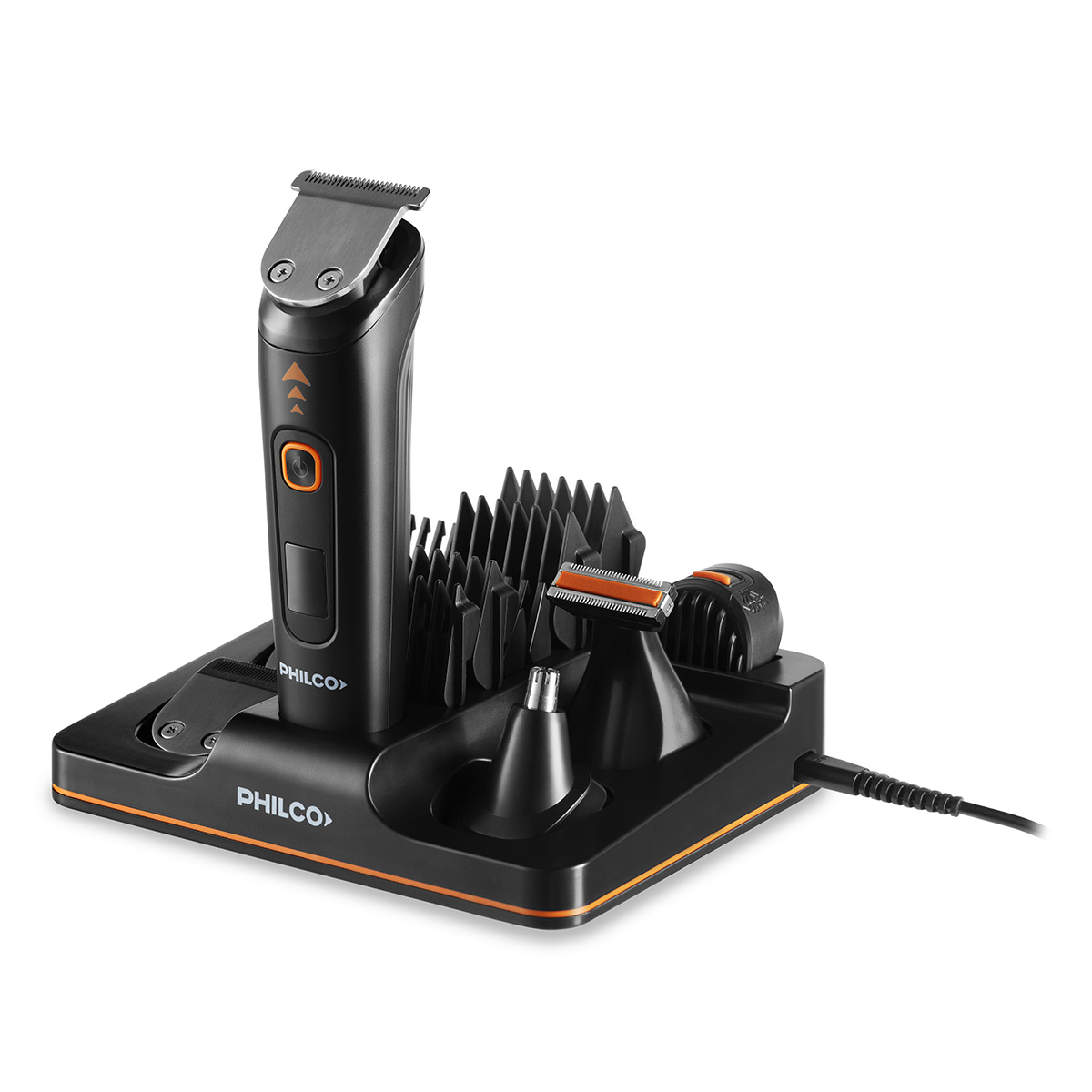  GROOMING KIT ALL IN ONE PHILCO CB8975PP CON 14 ACCESORIOS Y BASE DE CARGA ORGANIZADORA