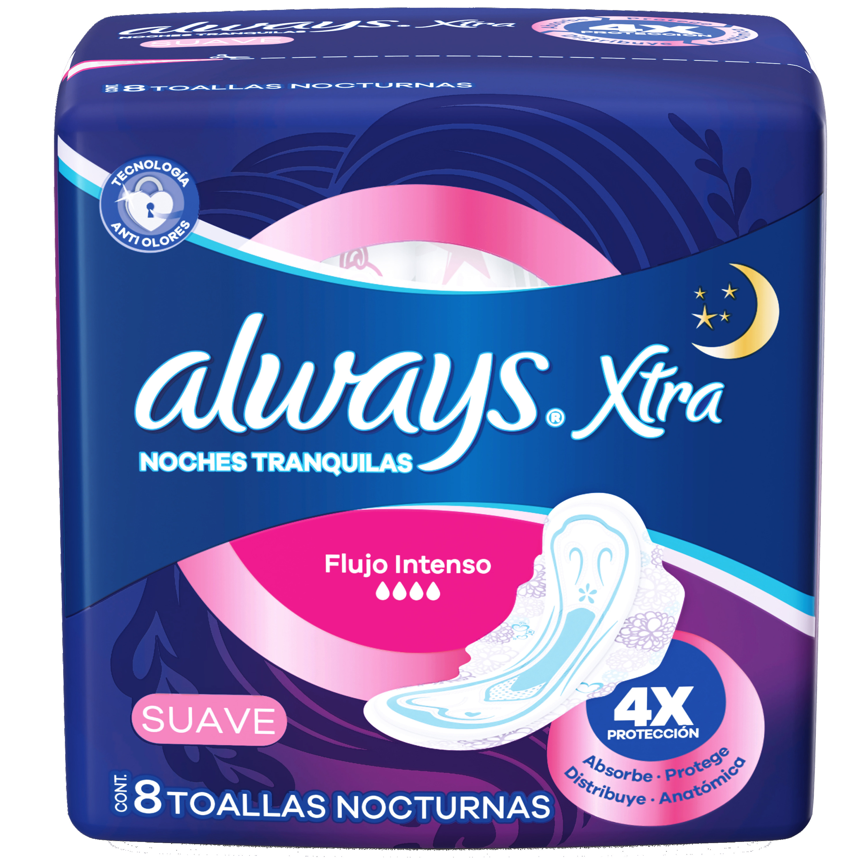 Always Xtra Triple Protección Noche Suave 8U