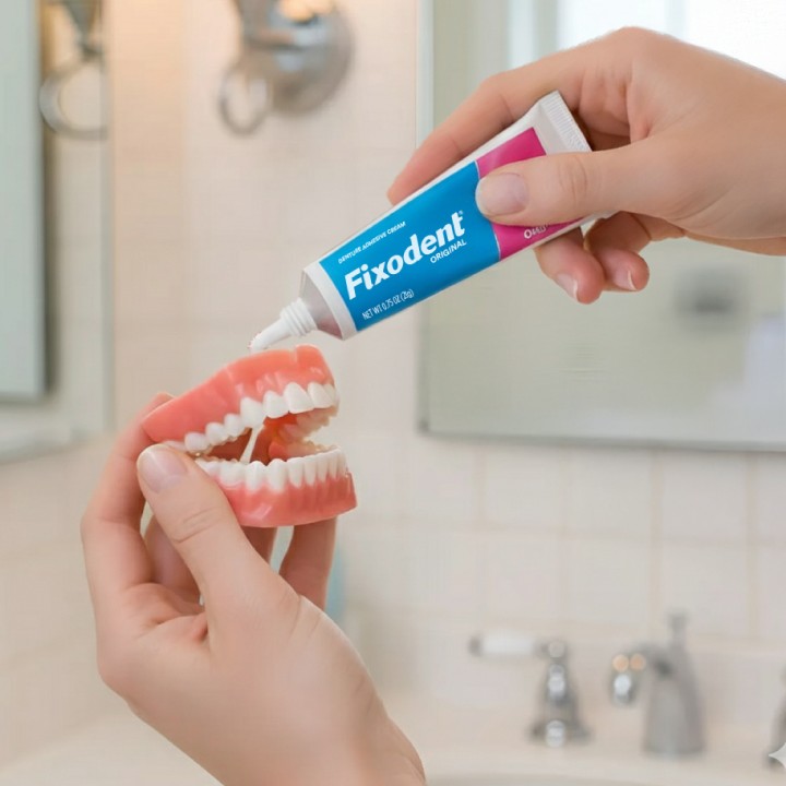 Cómo aplicar y quitar el adhesivo para prótesis dentales Fixodent